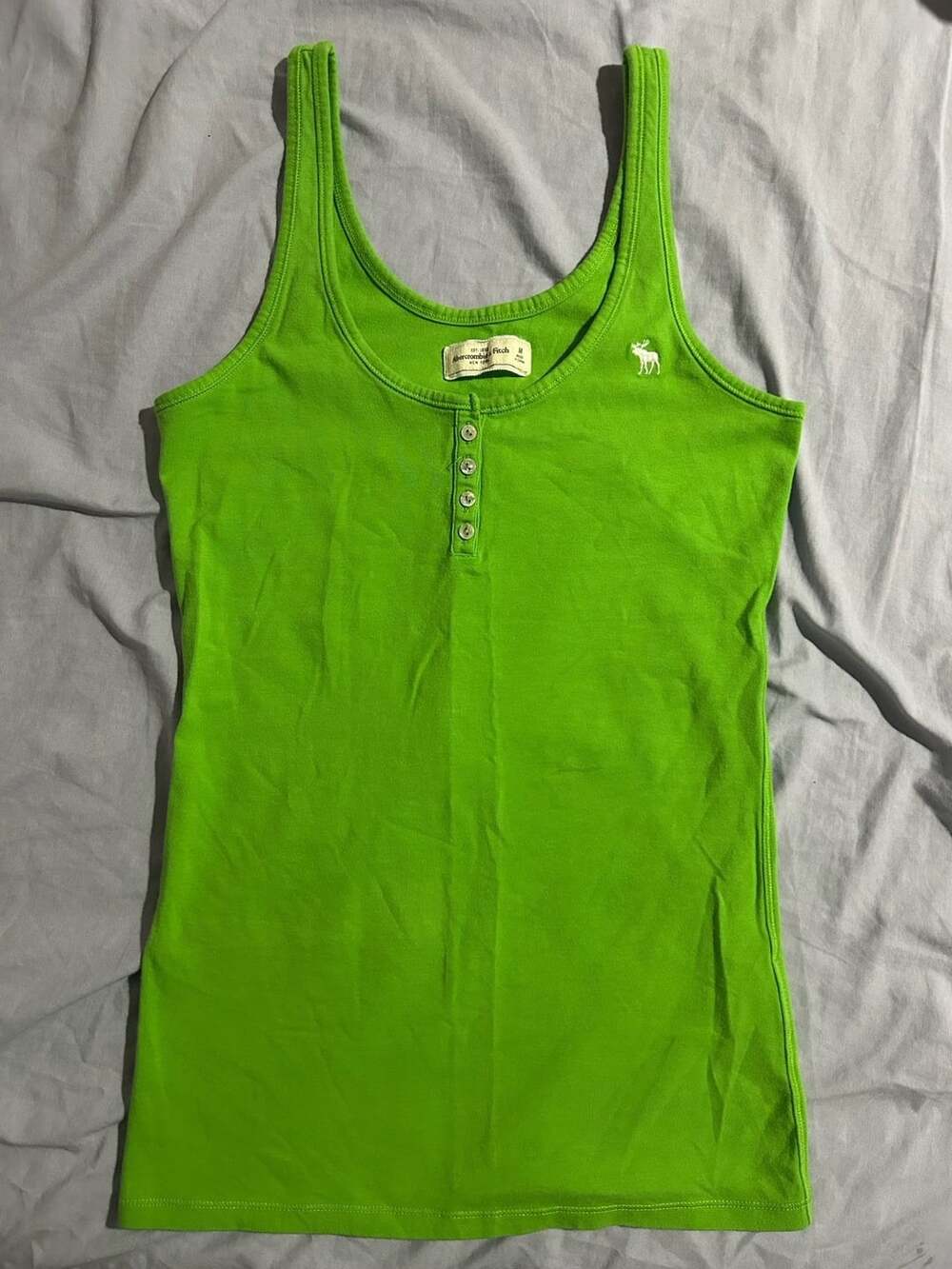 Vintage Abercrombie & Fitch Lime Green Henley Tank Top